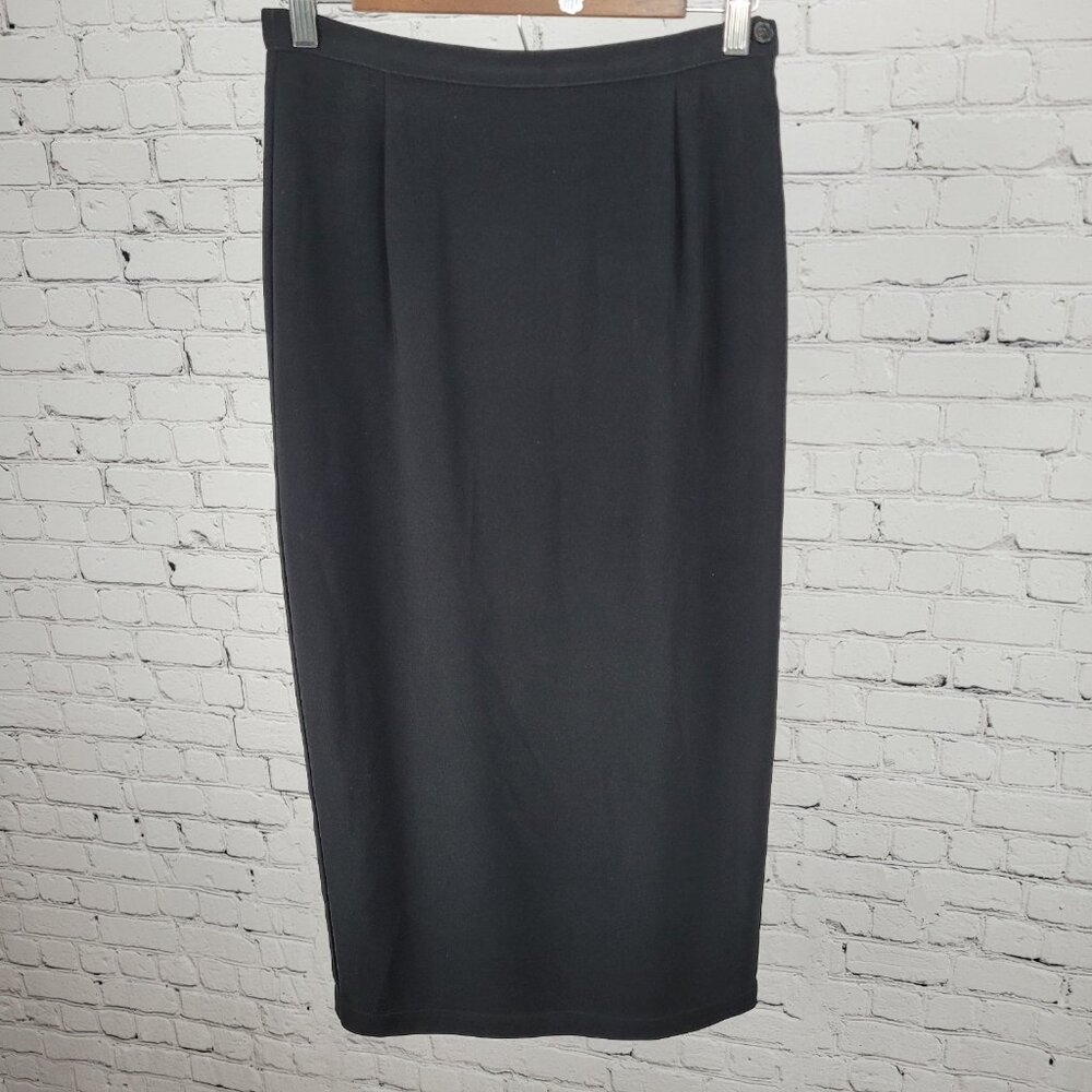 Chico's Private Edition Black Pleated Back Slit Zipped Skirt USA Size 0 (US S)